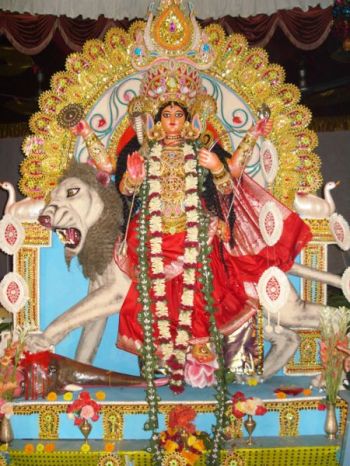 Jagaddhatri clay image used for worship at Ranchi Ramakrishna Mission TB Sanatorium