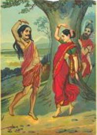 Mohini directing Bhasmasura in dance