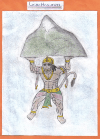Inspired drawing - an Art work on Anjaneya