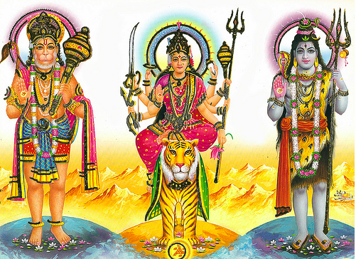 Sri Hanumanji with Sri Gauri-Shankarji - a rare picture