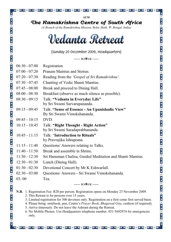 Vedanta Retreat December 2009