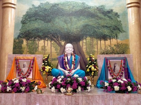 Altar of Sri Ramakrishna Temple...Draped in blue garment on the occasion of Gita Jayanti...