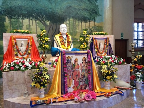 Today at Sri Ramakrishna altar Master as well as Rama adorned with yellow robes...