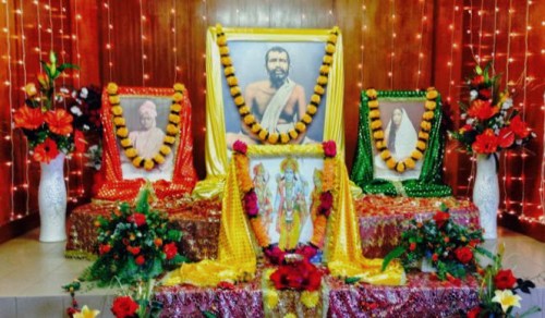The Ramakrishna altar at the Pietermaritzburg Sub-centre tastefully decorated...image courtesy: Avitha